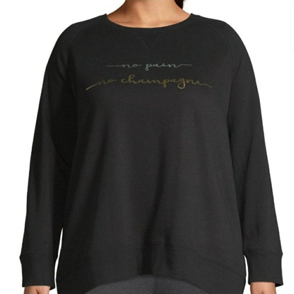 Xersion Round Neck No Pain No Champagne Logo Black Sweatshirt Size XXL - Picture 14 of 16